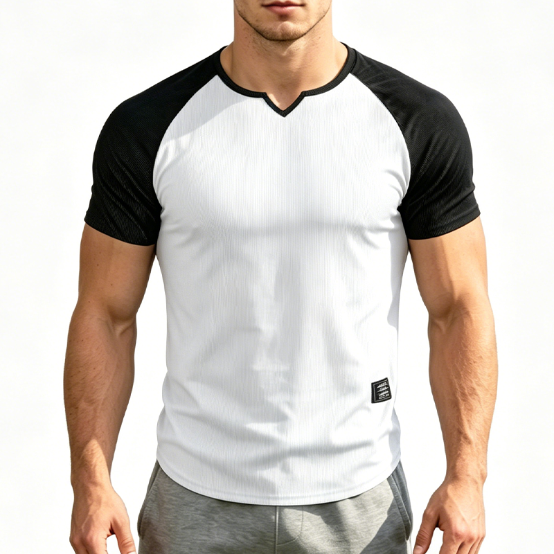 📢📢50% OFF !! ⏰Men's V-Notch Raglan Sleeve Athletic T-Shirt