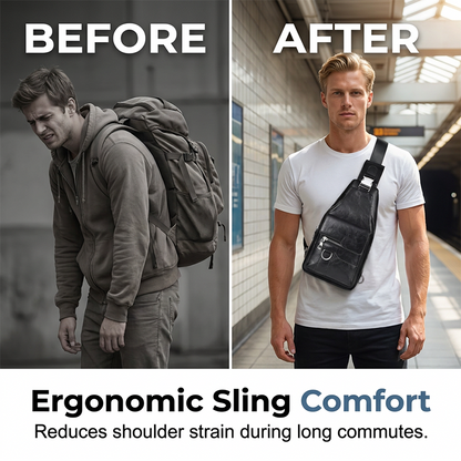 🎒 50% OFF NOW! 🧳 Men's Retro Waterproof Faux Leather Sling Chest Bag – Water-Resistant, Intelligent Storage & Ergonomic Comfort – A Daily Commute Essential ✨