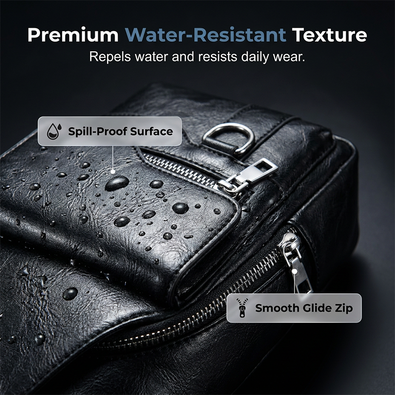 🎒 50% OFF NOW! 🧳 Men's Retro Waterproof Faux Leather Sling Chest Bag – Water-Resistant, Intelligent Storage & Ergonomic Comfort – A Daily Commute Essential ✨