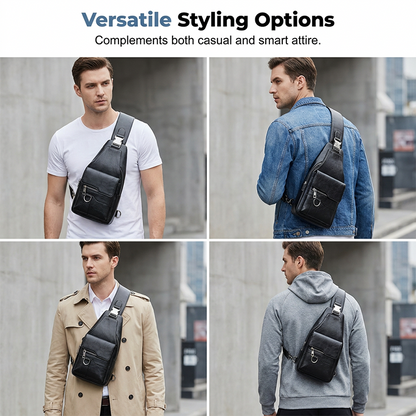 🎒 50% OFF NOW! 🧳 Men's Retro Waterproof Faux Leather Sling Chest Bag – Water-Resistant, Intelligent Storage & Ergonomic Comfort – A Daily Commute Essential ✨
