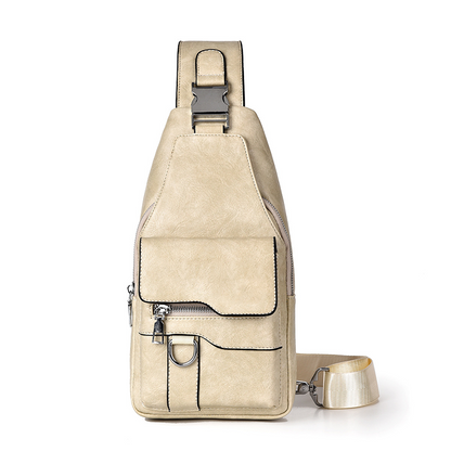 🎒 50% OFF NOW! 🧳 Men's Retro Waterproof Faux Leather Sling Chest Bag – Water-Resistant, Intelligent Storage & Ergonomic Comfort – A Daily Commute Essential ✨