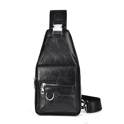 🎒 50% OFF NOW! 🧳 Men's Retro Waterproof Faux Leather Sling Chest Bag – Water-Resistant, Intelligent Storage & Ergonomic Comfort – A Daily Commute Essential ✨