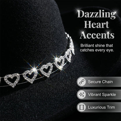 🤠 LIMITED-TIME 50% OFF! 💥 Women's Rhinestone Heart Cowboy Hat – Sparkling, Elegant French Jazz Fedora ✨