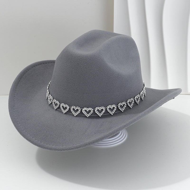 🤠 LIMITED-TIME 50% OFF! 💥 Women's Rhinestone Heart Cowboy Hat – Sparkling, Elegant French Jazz Fedora ✨