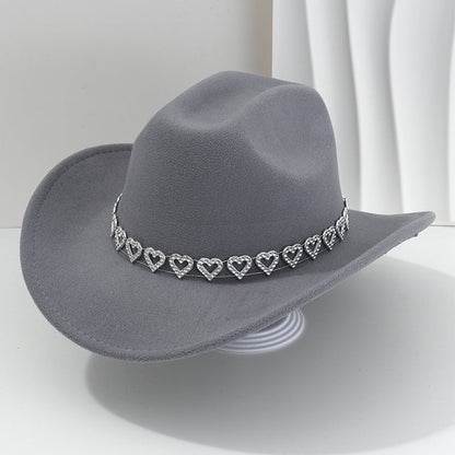🤠 LIMITED-TIME 50% OFF! 💥 Women's Rhinestone Heart Cowboy Hat – Sparkling, Elegant French Jazz Fedora ✨