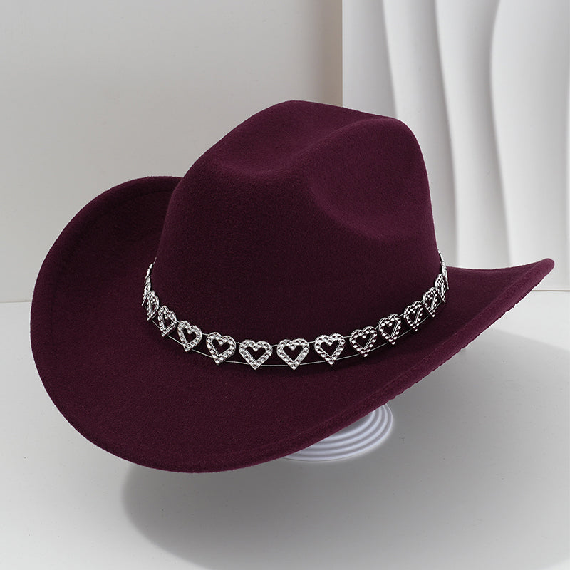 🤠 LIMITED-TIME 50% OFF! 💥 Women's Rhinestone Heart Cowboy Hat – Sparkling, Elegant French Jazz Fedora ✨