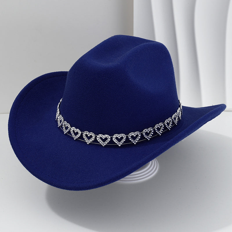 🤠 LIMITED-TIME 50% OFF! 💥 Women's Rhinestone Heart Cowboy Hat – Sparkling, Elegant French Jazz Fedora ✨