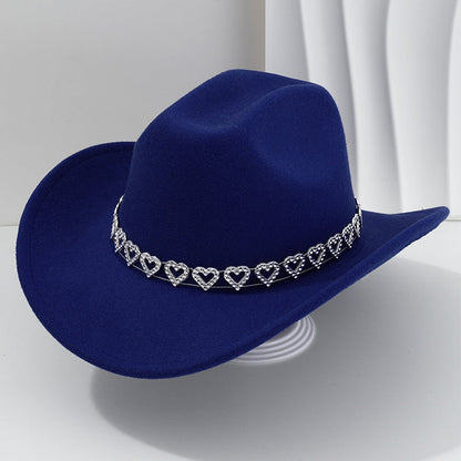 🤠 LIMITED-TIME 50% OFF! 💥 Women's Rhinestone Heart Cowboy Hat – Sparkling, Elegant French Jazz Fedora ✨