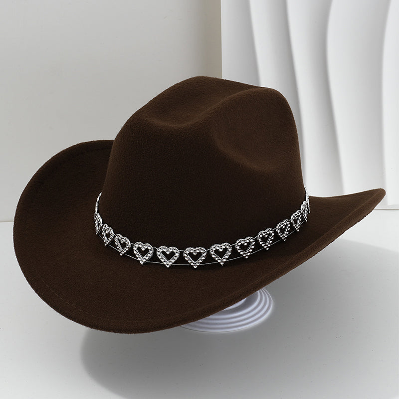 🤠 LIMITED-TIME 50% OFF! 💥 Women's Rhinestone Heart Cowboy Hat – Sparkling, Elegant French Jazz Fedora ✨