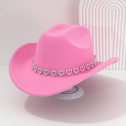 🤠 LIMITED-TIME 50% OFF! 💥 Women's Rhinestone Heart Cowboy Hat – Sparkling, Elegant French Jazz Fedora ✨