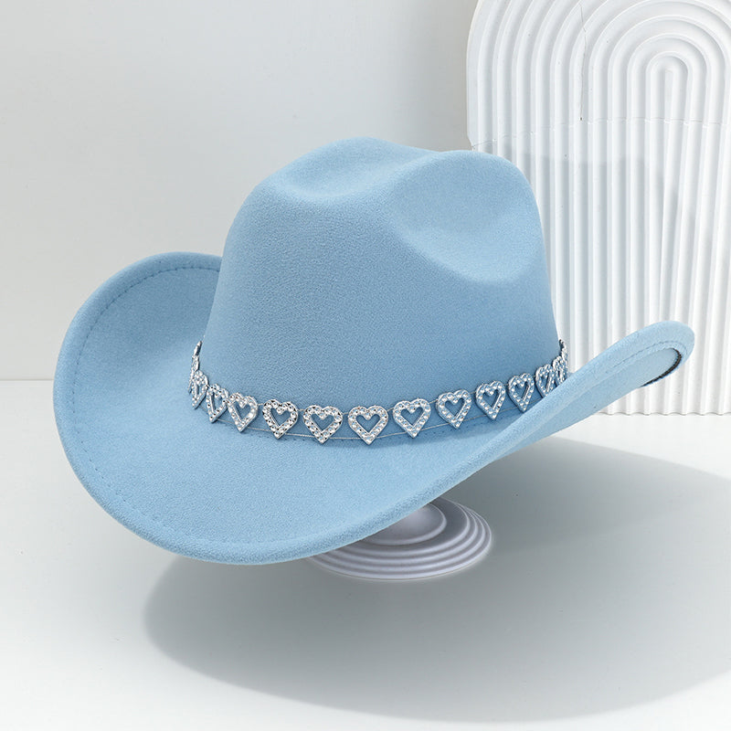 🤠 LIMITED-TIME 50% OFF! 💥 Women's Rhinestone Heart Cowboy Hat – Sparkling, Elegant French Jazz Fedora ✨