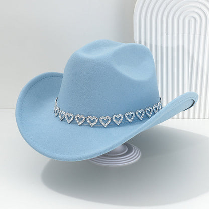 🤠 LIMITED-TIME 50% OFF! 💥 Women's Rhinestone Heart Cowboy Hat – Sparkling, Elegant French Jazz Fedora ✨