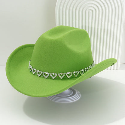 🤠 LIMITED-TIME 50% OFF! 💥 Women's Rhinestone Heart Cowboy Hat – Sparkling, Elegant French Jazz Fedora ✨