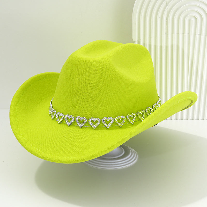 🤠 LIMITED-TIME 50% OFF! 💥 Women's Rhinestone Heart Cowboy Hat – Sparkling, Elegant French Jazz Fedora ✨