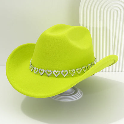 🤠 LIMITED-TIME 50% OFF! 💥 Women's Rhinestone Heart Cowboy Hat – Sparkling, Elegant French Jazz Fedora ✨