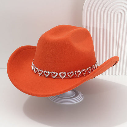 🤠 LIMITED-TIME 50% OFF! 💥 Women's Rhinestone Heart Cowboy Hat – Sparkling, Elegant French Jazz Fedora ✨