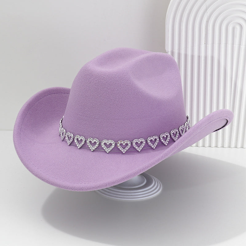 🤠 LIMITED-TIME 50% OFF! 💥 Women's Rhinestone Heart Cowboy Hat – Sparkling, Elegant French Jazz Fedora ✨