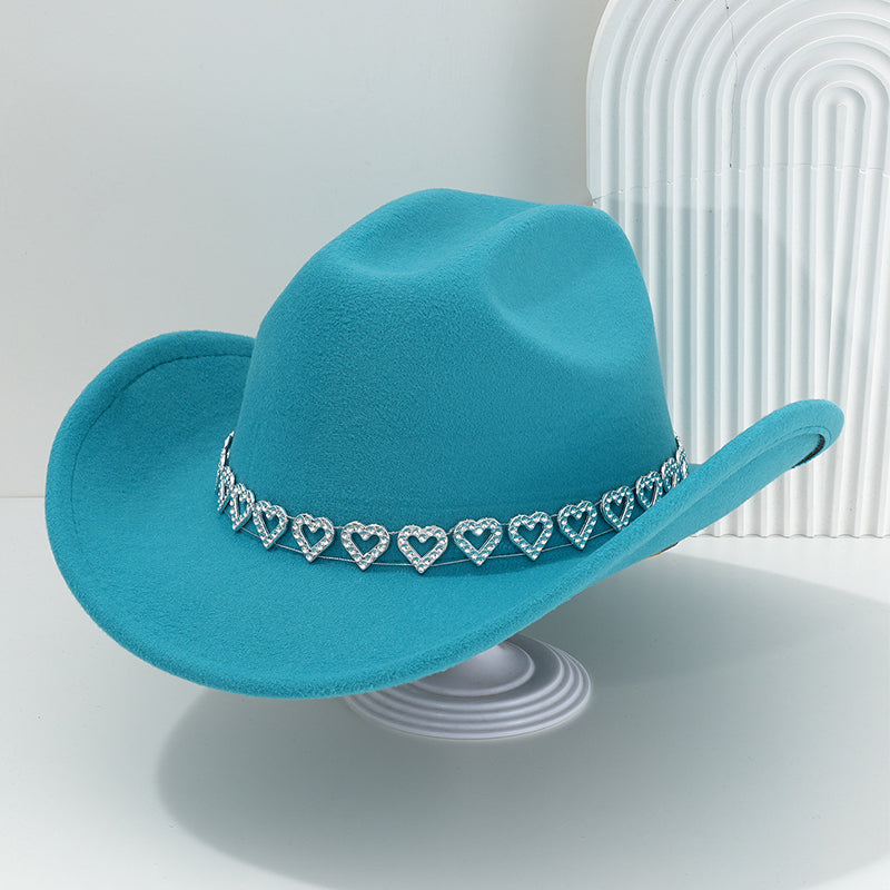 🤠 LIMITED-TIME 50% OFF! 💥 Women's Rhinestone Heart Cowboy Hat – Sparkling, Elegant French Jazz Fedora ✨