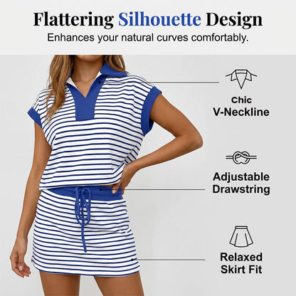 Women's Striped Casual Skirt Set