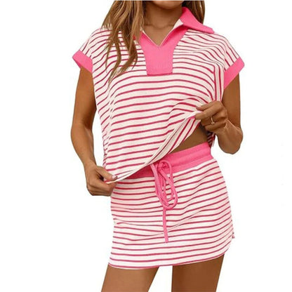 Women's Striped Casual Skirt Set