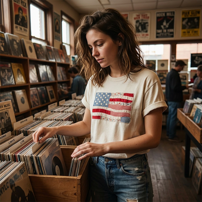 ⏳Limited-time 50% off⏰Women's Vintage American Flag T-Shirt👚