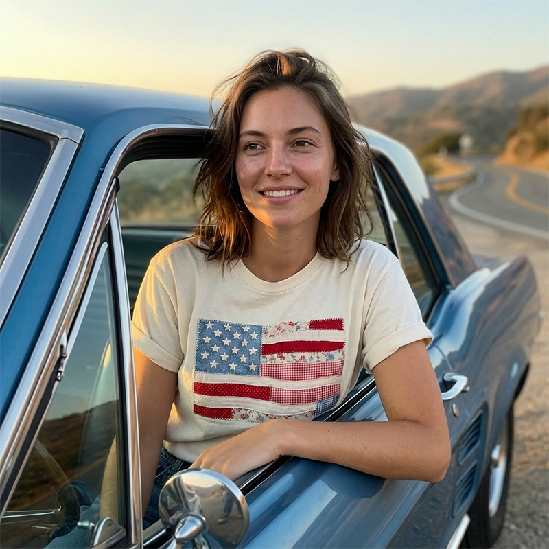 ⏳Limited-time 50% off⏰Women's Vintage American Flag T-Shirt👚