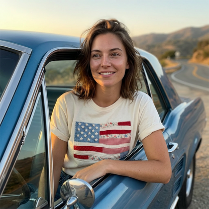⏳Limited-time 50% off⏰Women's Vintage American Flag T-Shirt👚