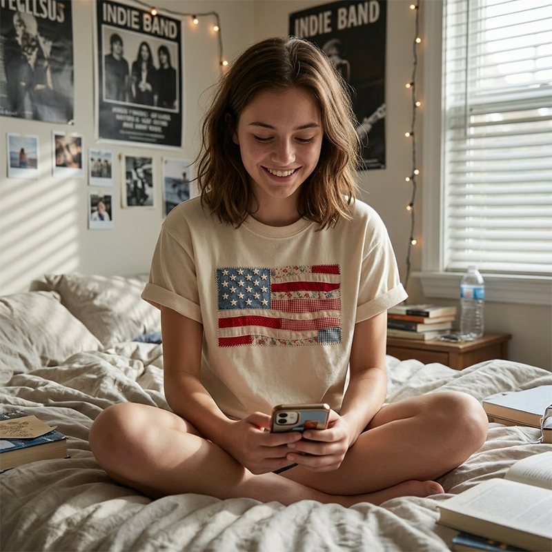⏳Limited-time 50% off⏰Women's Vintage American Flag T-Shirt👚