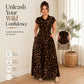Women's Elegant Leopard Print Lapel Dress