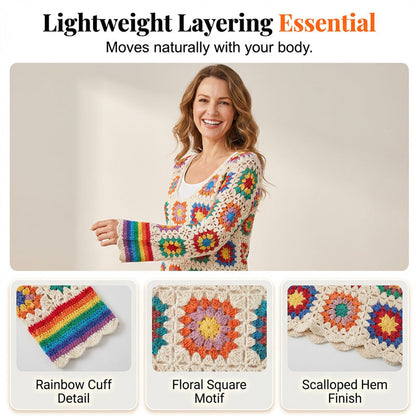 Retro Hollow-Out Long Sleeve Crochet Top