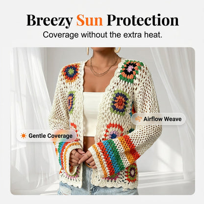 Retro Hollow-Out Long Sleeve Crochet Top