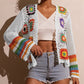 Retro Hollow-Out Long Sleeve Crochet Top