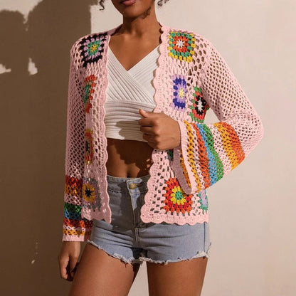 Retro Hollow-Out Long Sleeve Crochet Top