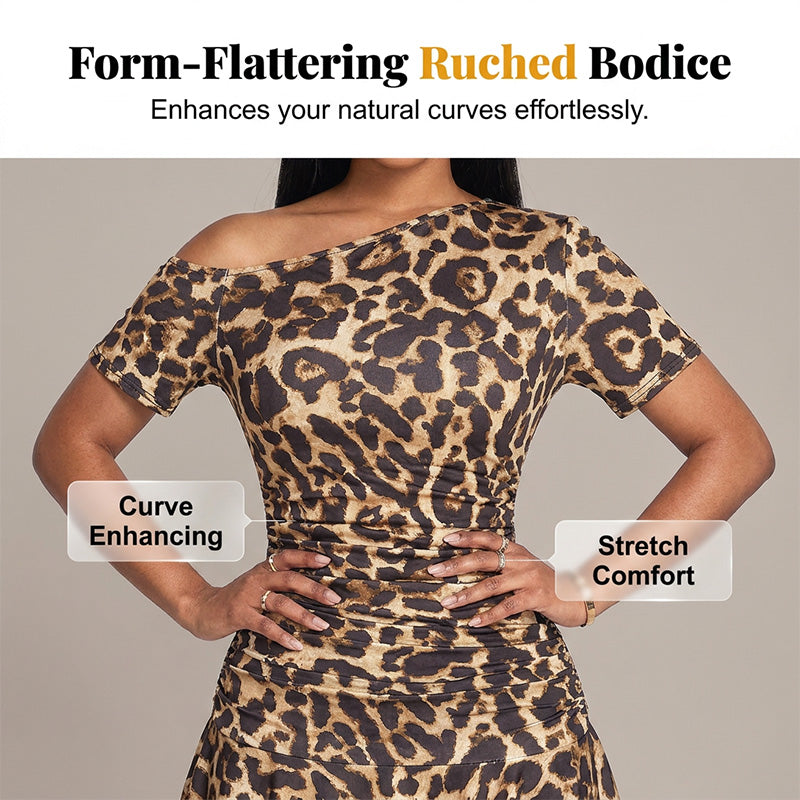 Chic One-Shoulder Leopard Mini Dress