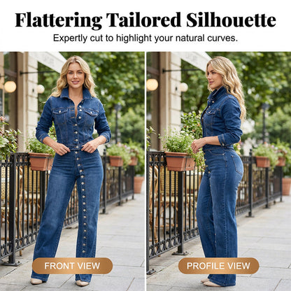 🌸 50% OFF NOW! 🌸Women's Chic Button Detailing Denim Set
