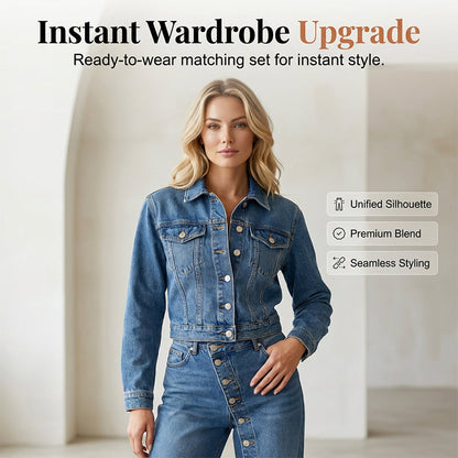 🌸 50% OFF NOW! 🌸Women's Chic Button Detailing Denim Set