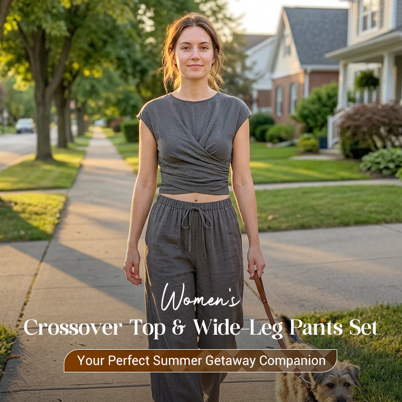 👚 59.9% OFF NOW! 👖 Women's Crossover Top & Wide-Leg Pants Set – Flowy, breathable & elegant – Perfect for summer, office or vacation – easy 2-piece style ✨