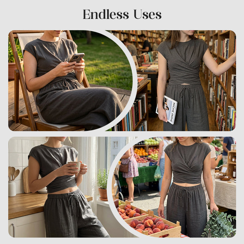 👚 59.9% OFF NOW! 👖 Women's Crossover Top & Wide-Leg Pants Set – Flowy, breathable & elegant – Perfect for summer, office or vacation – easy 2-piece style ✨
