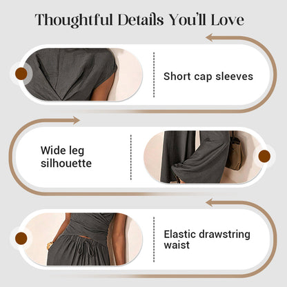 👚 59.9% OFF NOW! 👖 Women's Crossover Top & Wide-Leg Pants Set – Flowy, breathable & elegant – Perfect for summer, office or vacation – easy 2-piece style ✨