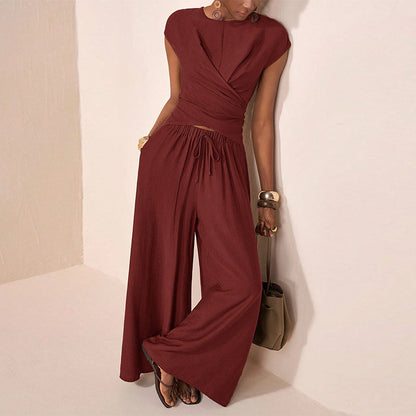 👚 59.9% OFF NOW! 👖 Women's Crossover Top & Wide-Leg Pants Set – Flowy, breathable & elegant – Perfect for summer, office or vacation – easy 2-piece style ✨