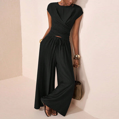 👚 59.9% OFF NOW! 👖 Women's Crossover Top & Wide-Leg Pants Set – Flowy, breathable & elegant – Perfect for summer, office or vacation – easy 2-piece style ✨