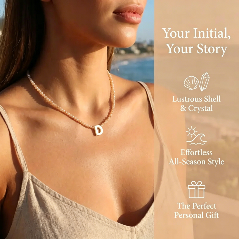Romantic Initial Beaded Choker Necklace