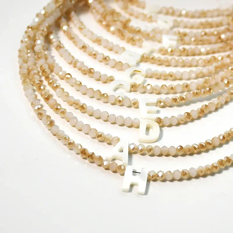 Romantic Initial Beaded Choker Necklace