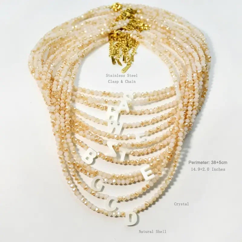 Romantic Initial Beaded Choker Necklace