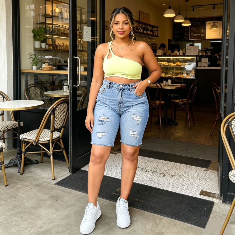 Women's Plus Size Distressed Denim Shorts