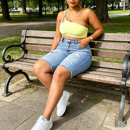 Women's Plus Size Distressed Denim Shorts