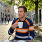 💥 Men's Casual Contrast Stripe Long Sleeve Top – Color-block & premium blend – Crew neck, lightweight – perfect for layering or stand-alone style ✨
