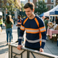 💥 Men's Casual Contrast Stripe Long Sleeve Top – Color-block & premium blend – Crew neck, lightweight – perfect for layering or stand-alone style ✨