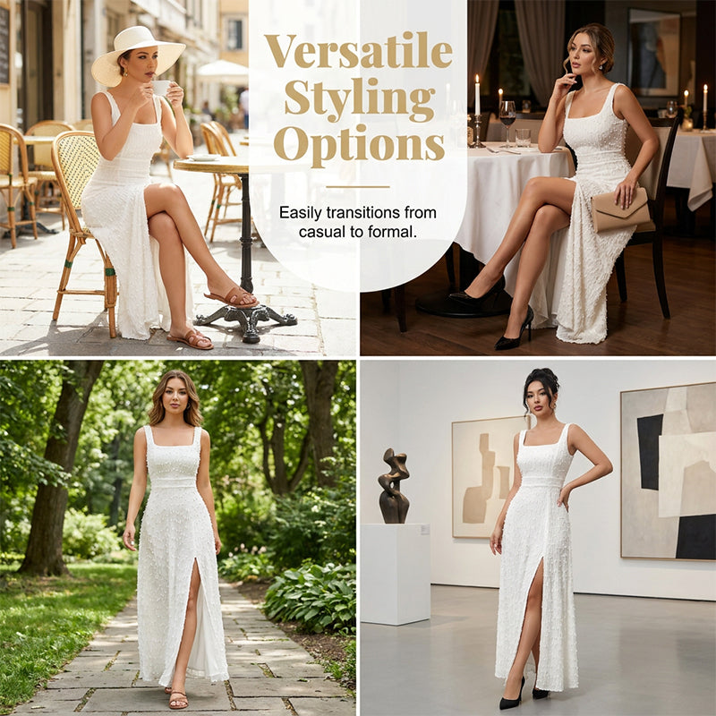 👗New Arrival🔥Women's Sleeveless Square Neck Split Maxi Dress
