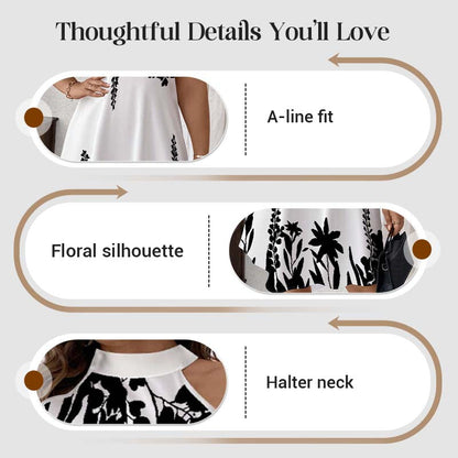 Women's Floral Print Halter Neck Dress